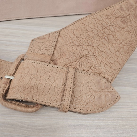 Vintage Y2K Croco Hip Belt S Tan Western Boho Leather‎ Alligator Embossed HELIUM main image 4